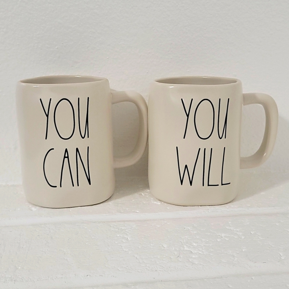Rae Dunn "You Can" & "You Will" Mug Set -Like New- Never used